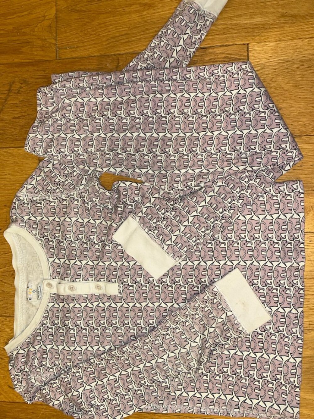 Roller Rabbit Kids Pajama Set - White with Purple Elephants